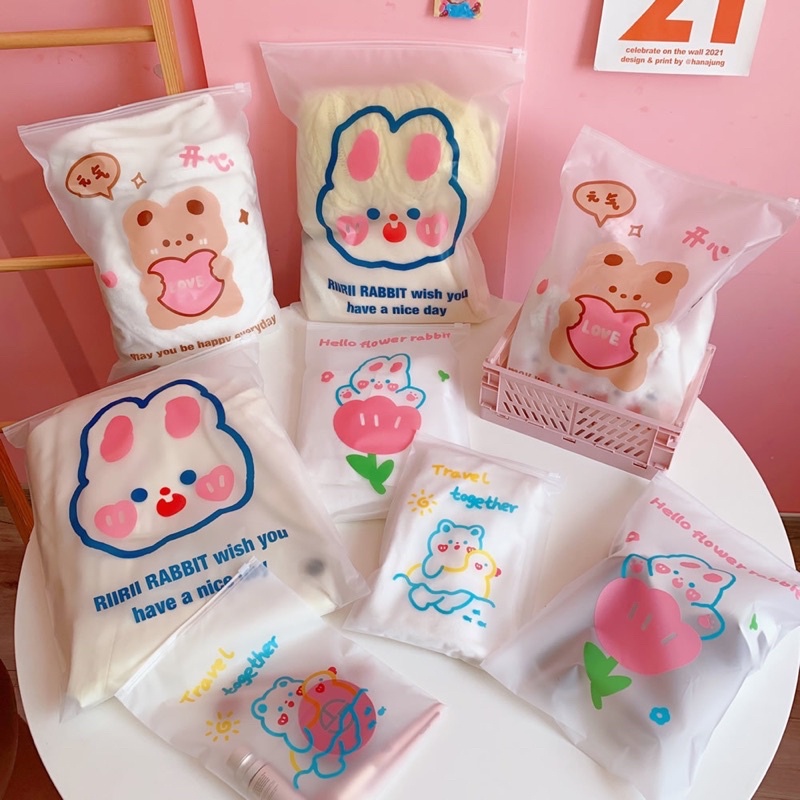 Túi zip du lịch đựng quần áo, giày dép in hình dễ thương