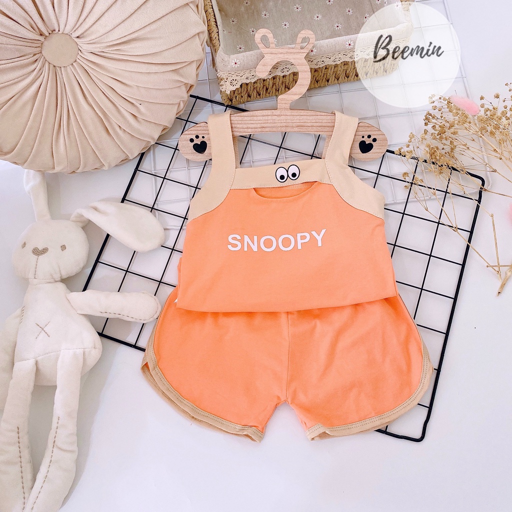 Sale !!! Bộ 2 Dây Chất Cotton Tàu In Họa Tiết Mắt-Snoopy Cho Bé Gái (SP001656 )