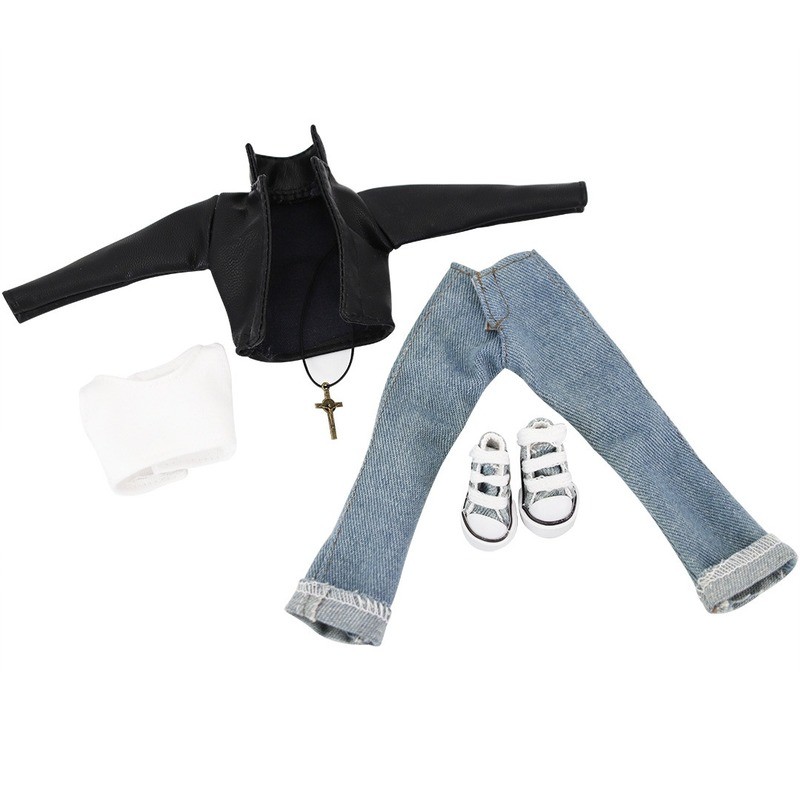 Bộ Trang Phục Gồm Áo Khoác Jean Và Quần Da Denim Dành Cho Búp Bê Barbie