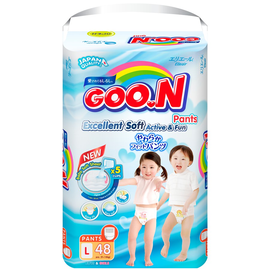 Combo 2 túi tã quần Goon Renew Slim Size L 48 Miếng (Cho bé 9 đến 14Kg)