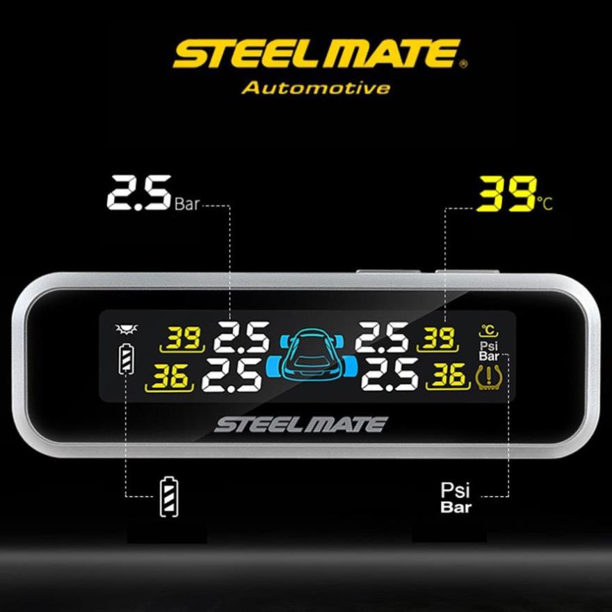 Cảm biến áp suất lốp ô tô van ngoài STEEL MATE E3W Pin năng lượng mặt trời-Van cảm biến ngoài dùng từ 3-5 năm