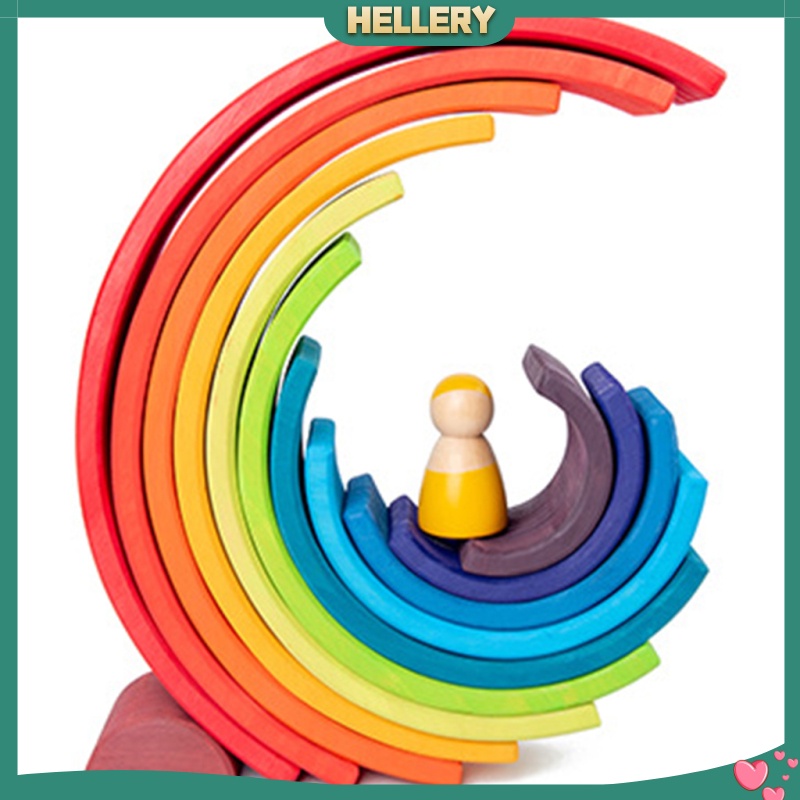 [HelleryVN] X Đồ Chơi Xếp Chồng Vòm Bằng Gỗ Màu Cầu Vồng Tay Mắt Cho Trẻ Em