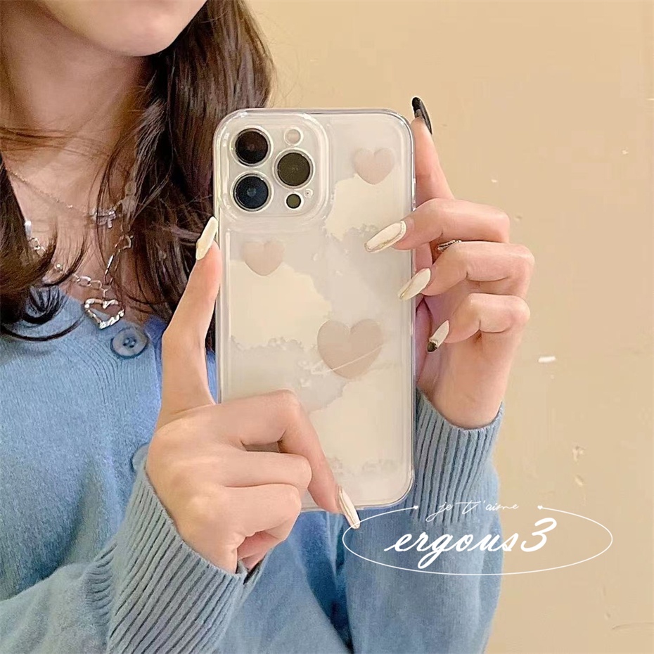 Ốp Điện Thoại Trong Suốt Họa Tiết Trái Tim Dễ Thương Cho iPhone 13 12 11 Pro Max 7 8 Plus SE 2020 X XR Xs Max