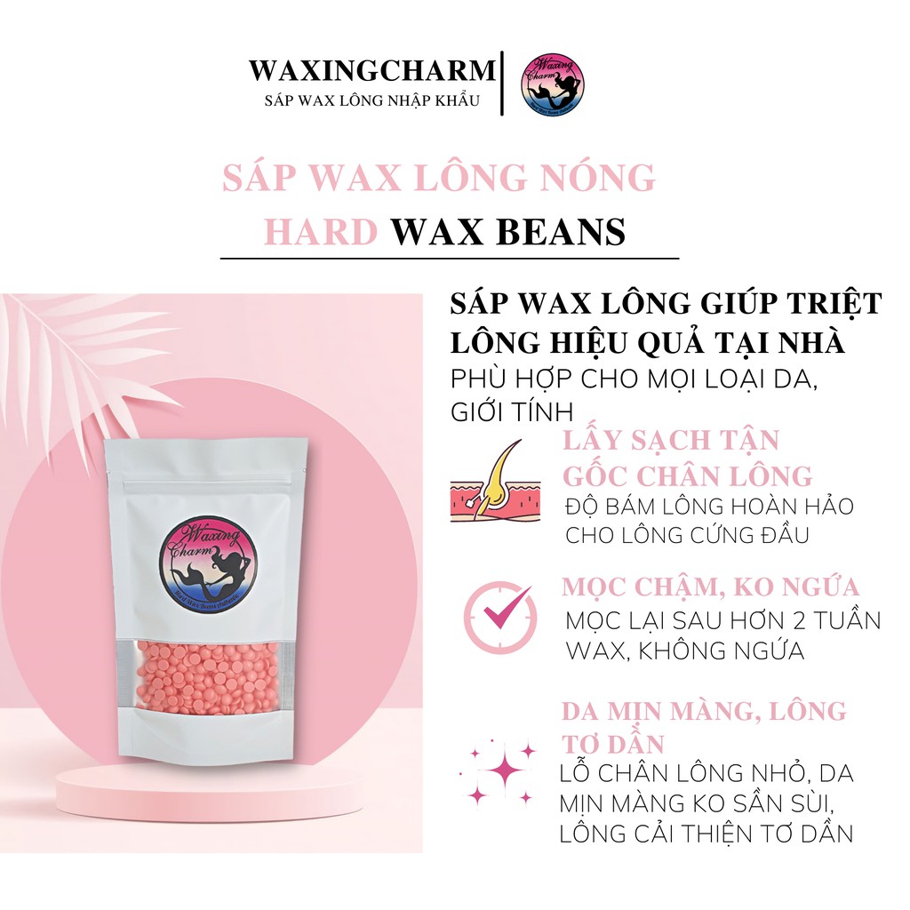 100gr Sáp Wax Lông Nóng Hard Wax Beans Waxingcharm Dành Cho Nách, Body, Bikini Tặng Que Wax