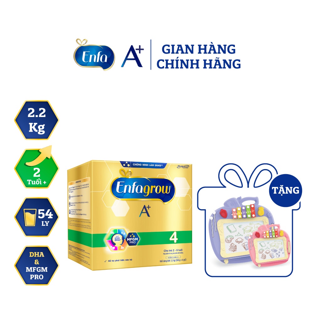 Sữa Bột Enfagrow A+ Neuro Pro 4 Vị không đổi hương vani Cho Trẻ Từ 2-6 Tuổi – Hộp 2.2kg