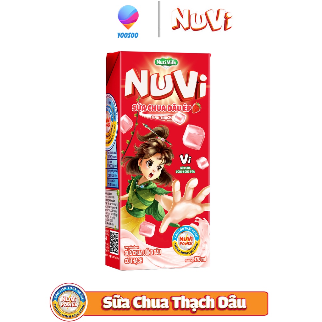 Hộp NuVi Sữa Lúa Mạch Thạch Cacao/ Sữa Chua Thạch Dâu/ Sữa Trái Cây Thạch Cam 170ml - NUTIFOOD - YOOSOO MALL