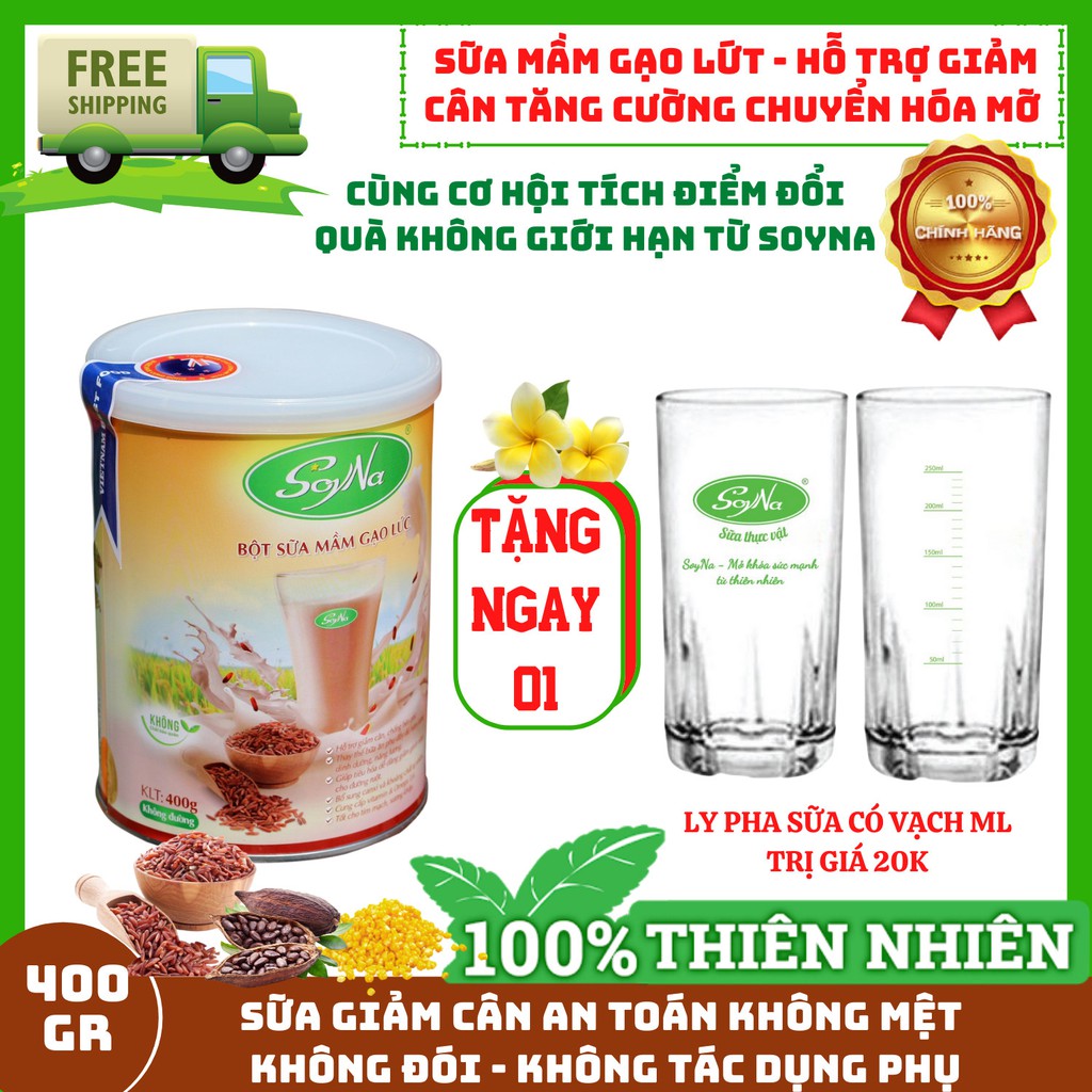 Bột sữa mầm gạo lứt SoyNa - 400g_Giảm cân an toàn và hiệu quả_Kiểm soát cân nặng