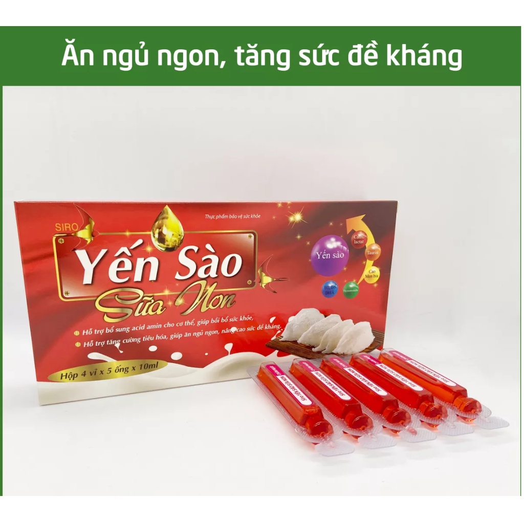 Siro Yến Sào Sữa Non – Tăng Cường Tiêu Hóa, Tăng Hấp Thu - Giúp Ăn Ngủ Ngon, Nâng Cao Sức Đề Kháng - Hộp 20 Ống