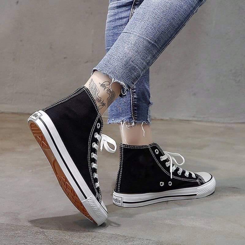 Giày nữ thể thao sneaker đi học đẹp big size trắng đen đế cao giá rẻ BRATINA G002