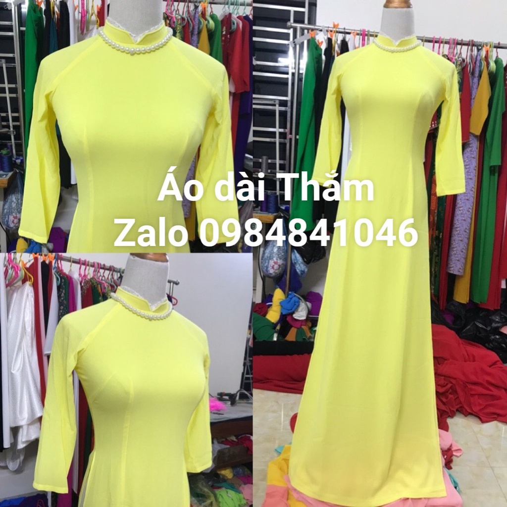 Áo Dài Học Sinh Áo Dài Trơn Truyền Thống 4 Tà Cổ 2cm Vuông Tay Lỡ