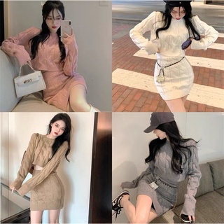 Oder set len áo dài tay croptop + chân váy ôm ngắn tôn dáng