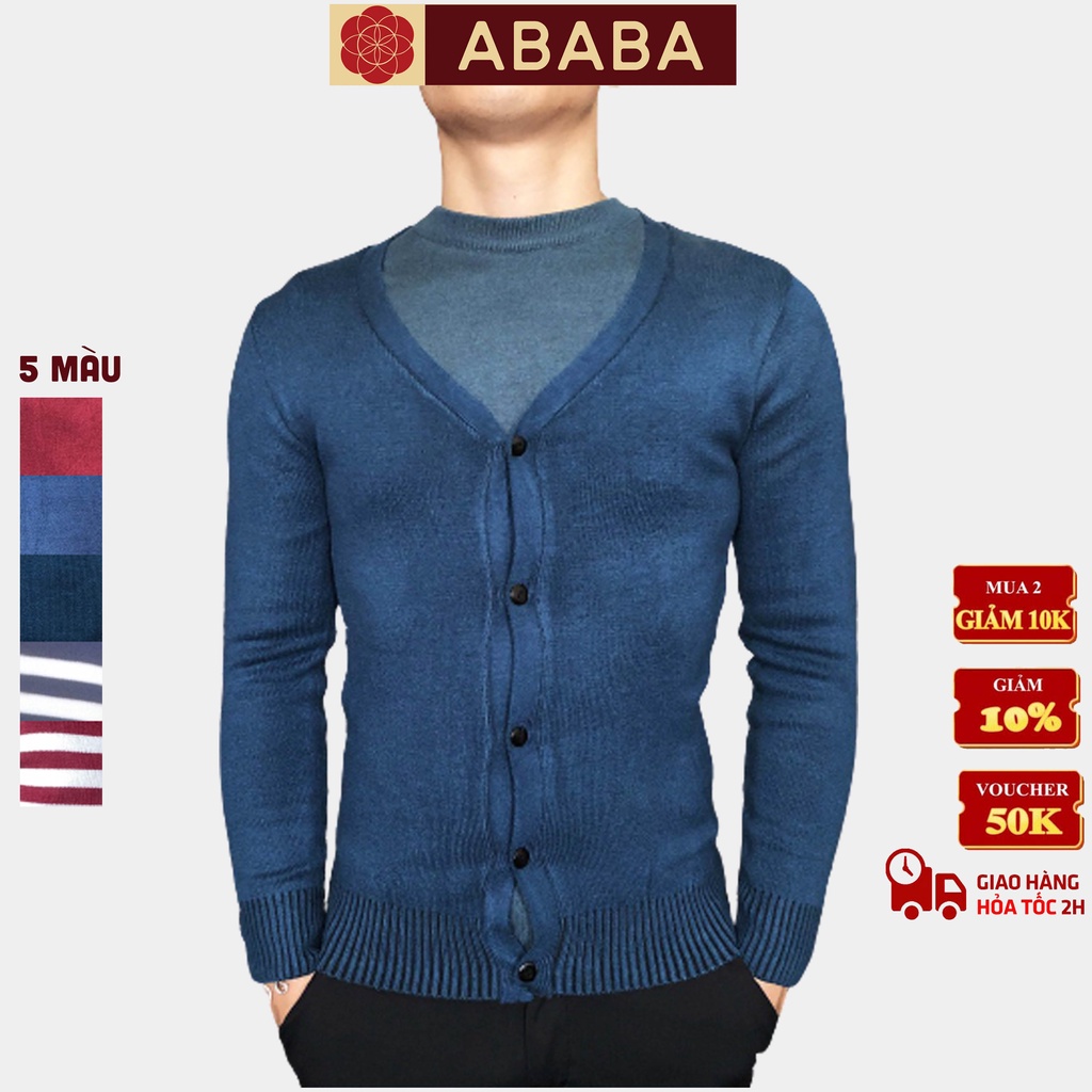 Áo khoác cardigan nam ABABA đẹp, kiểu dáng Hàn Quốc, cardigan nam, khoác len nam cổ V