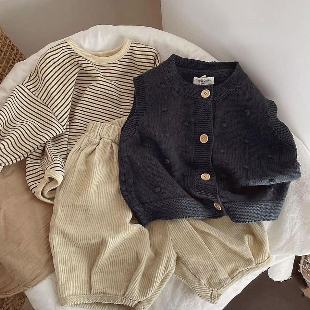 Set Áo Sweater Không Tay + Quần Thiết Kế Mới Thời Trang Mùa Thu Theo Phong Cách Hàn Quốc Cho Bé