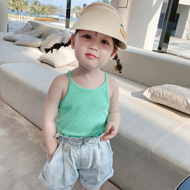 Áo Thun Sát Nách Kẻ Sọc Kiểu Hàn Quốc Thời Trang Mùa Hè Dành Cho Bé Gái