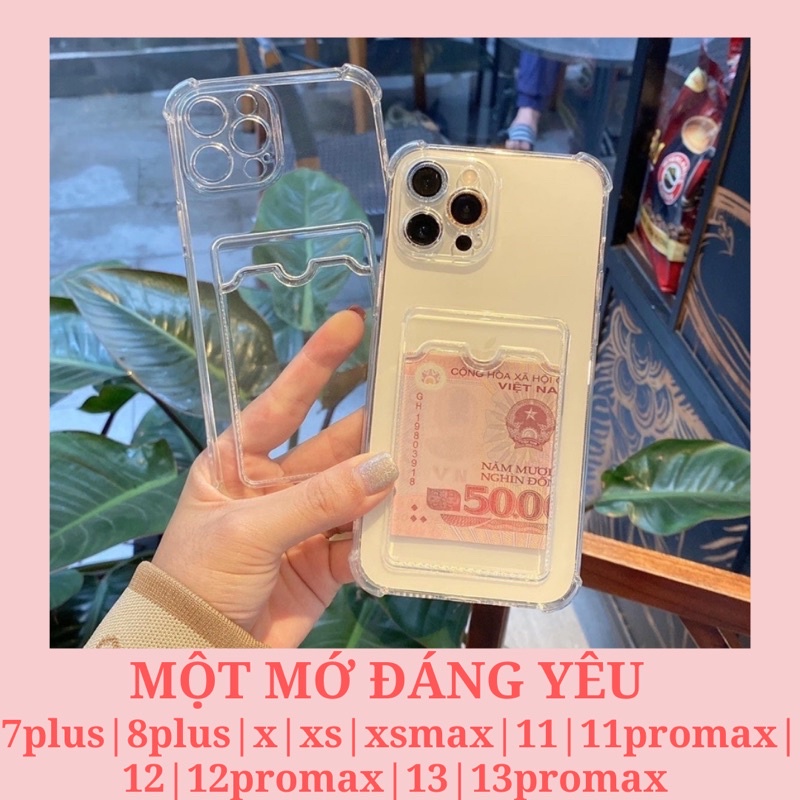 ỐP TÚI IPHONE ĐỰNG CARD THẺ DẺO TRONG CHỐNG SỐC CÓ G 4 GÓC 7plus/8plus/X/Xs/Xsmax/11/11promax/12promax/13promax