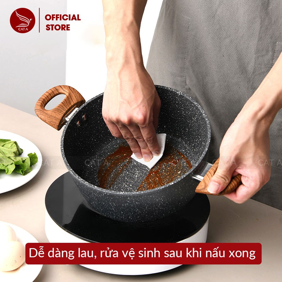 Nồi vân đá, bộ nồi chống dính cao cấp - Size đáy từ 20-24cm - Tiện lợi, đa chức năng, phù hợp với mọi gia đình !