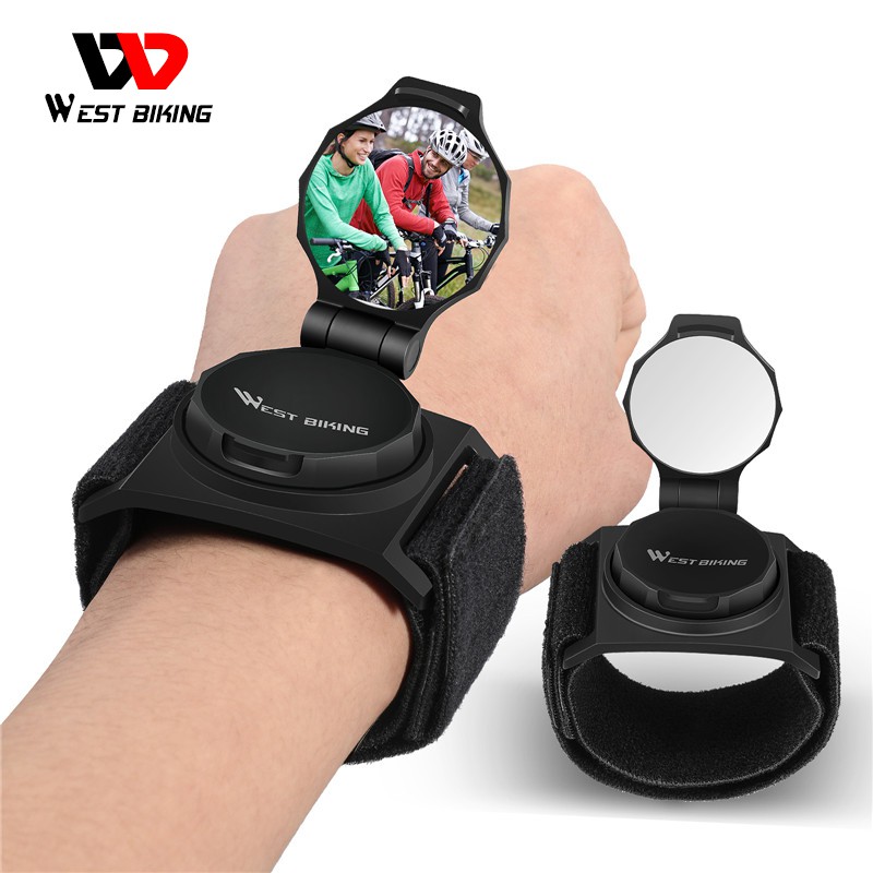 Gương chiếu hậu WEST BIKING xoay 360 độ đeo tay an toàn tiện dụng khi đạp xe
