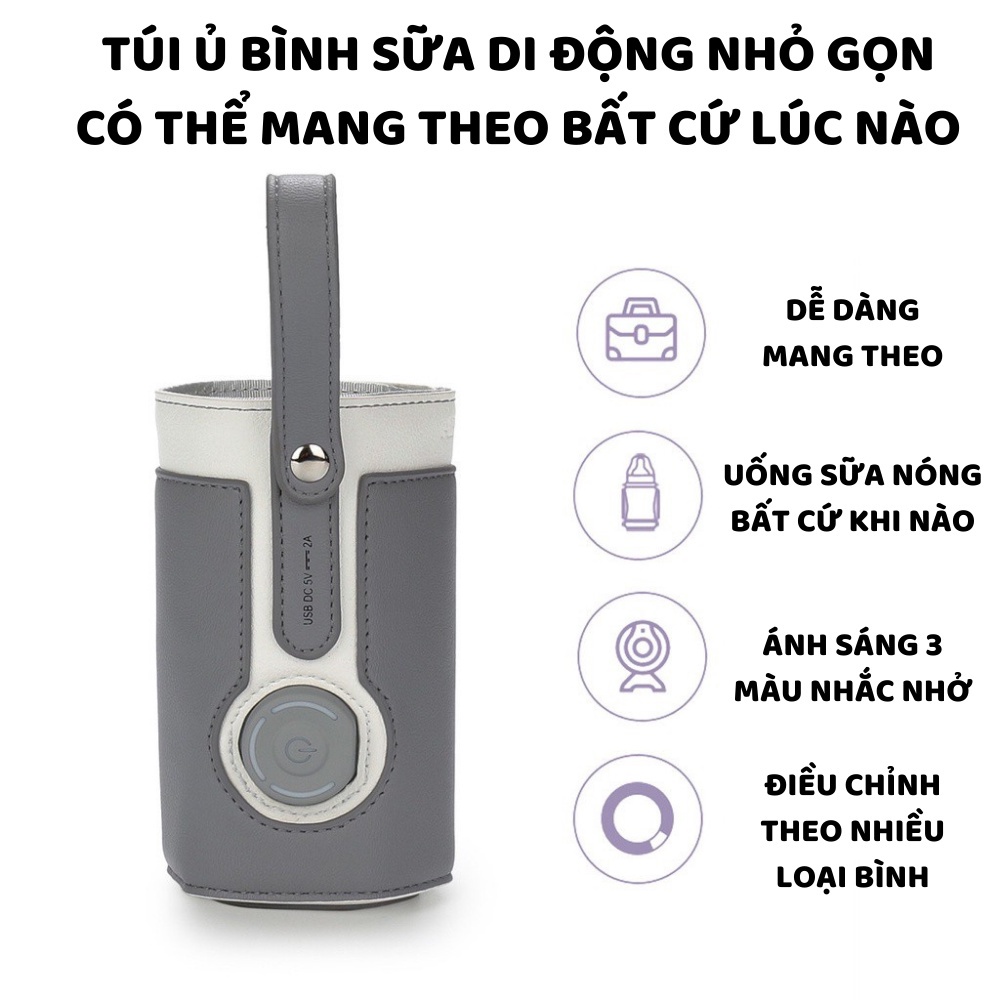 Túi Ủ Sữa Cao Cấp Thông Minh Có Cảm Biến Nhiệt Độ Chất Liệu Da
