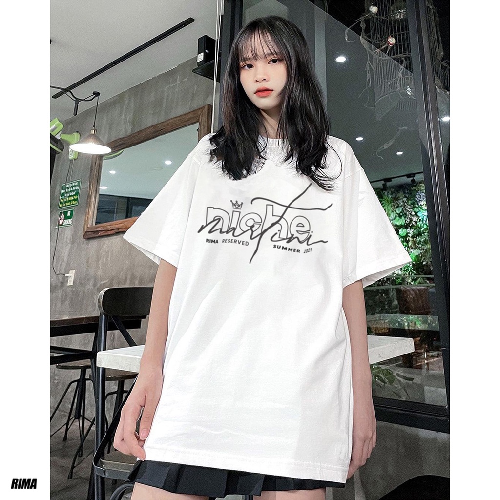 Áo Thun Tay Lở NICHE Phông Rộng Nam Nữ Unisex Cotton Cao Cấp Đẹp Ngắn Freesize Hình Trắng Đen Xanh Navy Họa Tiết RIMA