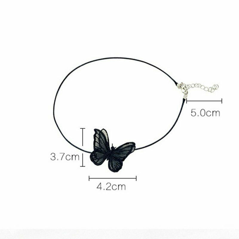 Vòng Cổ Choker Bằng Vải Tuyn Trong Suốt Họa Tiết Bướm Nhiều Màu Thời Trang Cho Nữ