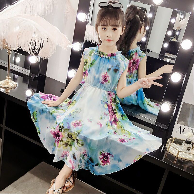 Đầm Voan Hoa Không Tay Thời Trang Mùa Hè Xinh Xắn Dành Cho Bé Gái 3 Đến 4 Đến 5 Đến 6 Đến 7 Đến 8 Đến 9 Đến 10 Đến 11 12 Tuổi 2022