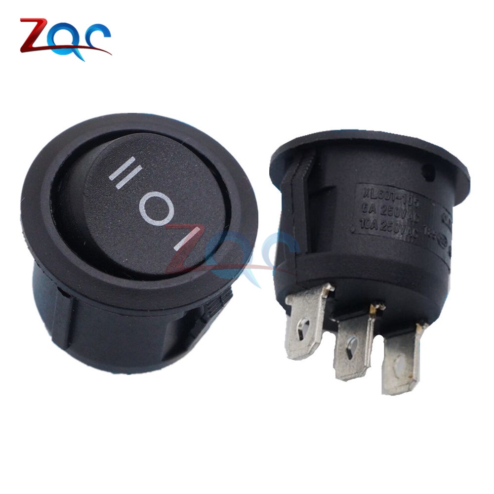 Set 5 Công Tắc Tròn 3 Pin SPDT Màu Đen Cho Tàu/Xe Hơi/Tàu Thuyền