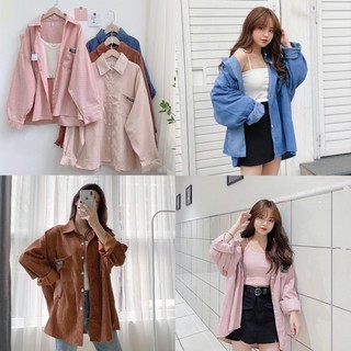 Sơmi Nhung Gân Oversize
