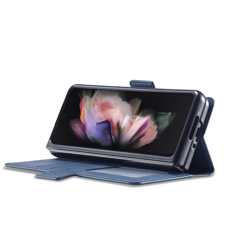 Bao Da Điện Thoại Nắp Lật Khóa Nam Châm Có 3 Ngăn Đựng Thẻ Và Giá Đỡ Cho Samsung Z Fold 3 5G Z fold 5 5G Fold 4 Flip 4 Sự Bảo Vệ