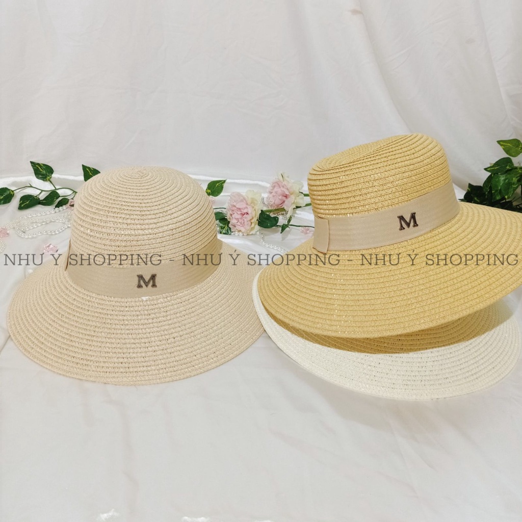 Mũ cói nón cói mềm cho nữ chữ M vành nhỏ nhiều màu hình chụp thật_q12mM