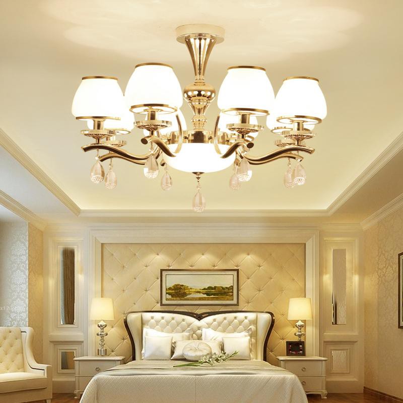 Đèn chùm MONSKY GOLD 8 tay hiện đại phong cách Châu Âu quý phái, đẹp mắt - Tặng kèm bóng led cao cấp