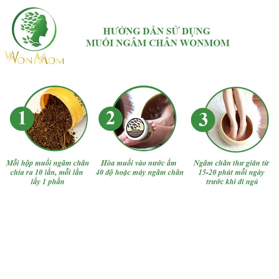 [CHÍNH HÃNG WONMOM] MUỐI NGÂM CHÂN THẢO DƯỢC GIẢM ĐAU NHỨC, AN THẦN DỄ NGỦ WONMOM 350G – MUỐI NGÂM CHÂN