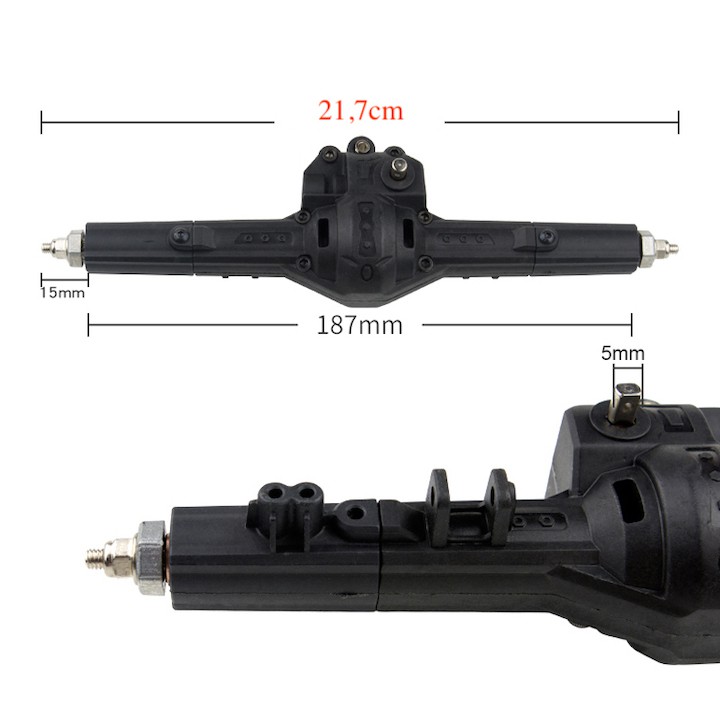 Bộ cầu trước + cầu sau xe điều khiển từ xa 1:10 không kèm thanh đánh lái