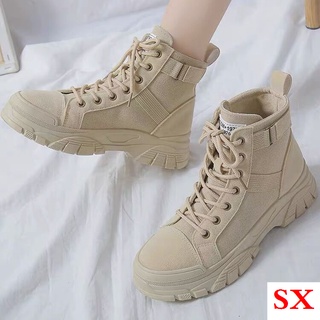 Giày bốt martin vải canvas mỏng cổ cao mẫu mới 2022 thời trang cho nữ