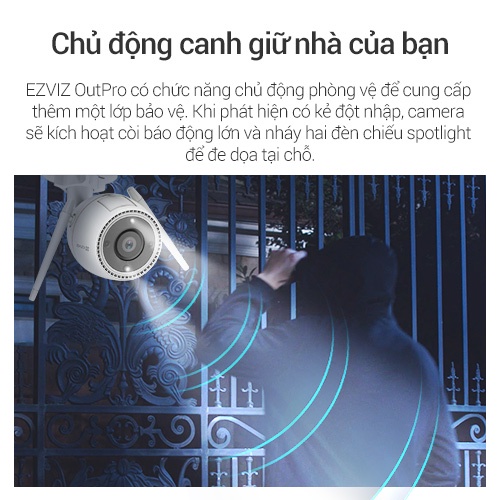 Camera WI-FI EZVIZ C3TN 3MP, Ngoài Trời, Đàm Thoại 2 Chiều, Ghi Hình Màu, Còi &amp; Đèn