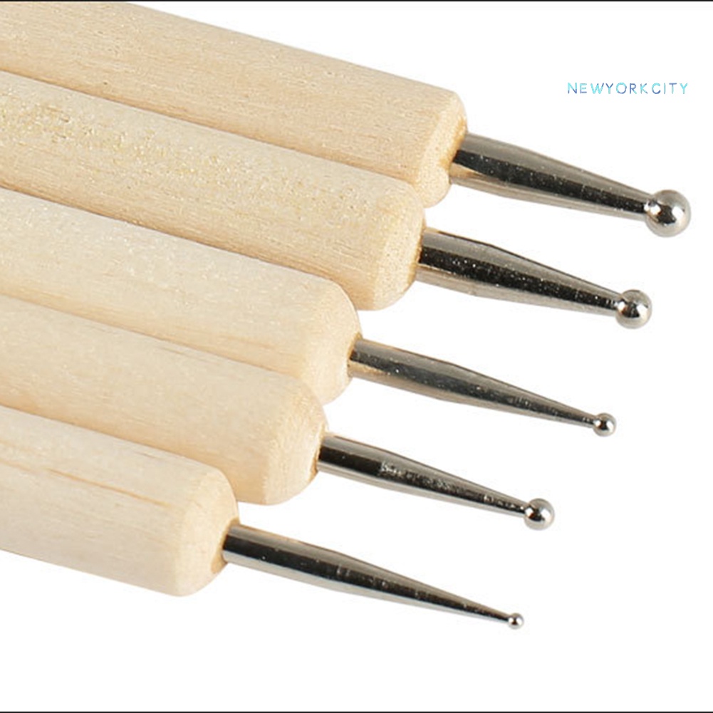 Set 5 Bút Vẽ Trang Trí Móng Tay 2 Đầu Bằng Gỗ Chuyên Nghiệp