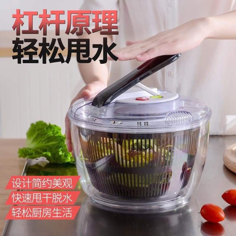 Rổ quay rau sống salad siêu khô an toàn không phải quay chỉ việc nhấn 5L 5 lít