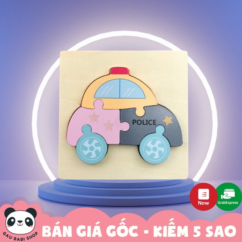 Tranh ghép hình 3D bằng gỗ mẫu ô tô cho bé phát triển trí tuệ Toys House
