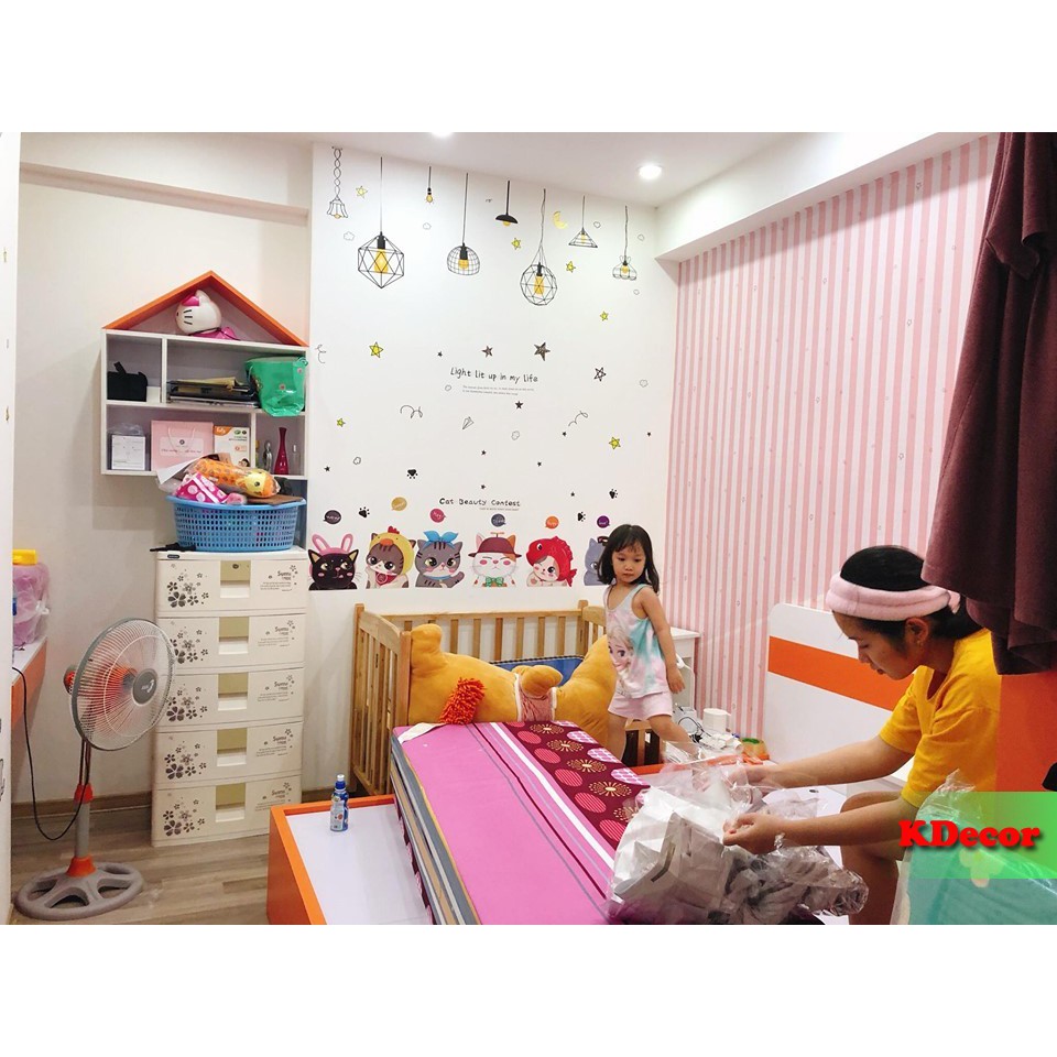 10m Giấy dán tường NHIỀU MẪU 1 màu, họa tiết cao cấp có sẵn keo khổ rộng 45cm