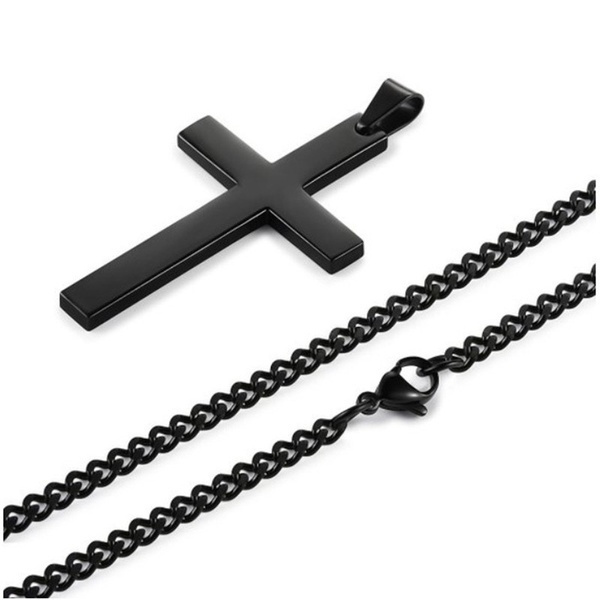Vòng cổ choker mặt chữ thập bằng thép không gỉ thời trang