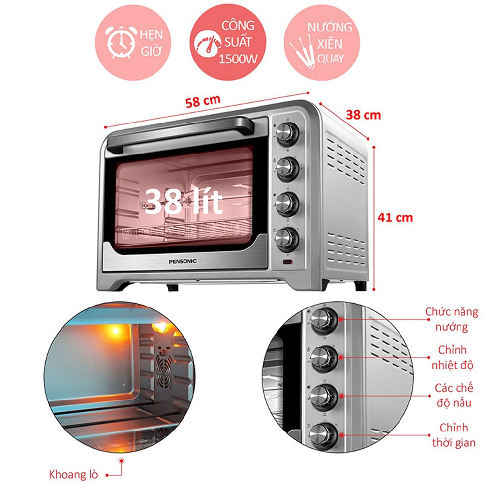 Lò Nướng Pensonic PEO-3803G 38 lít