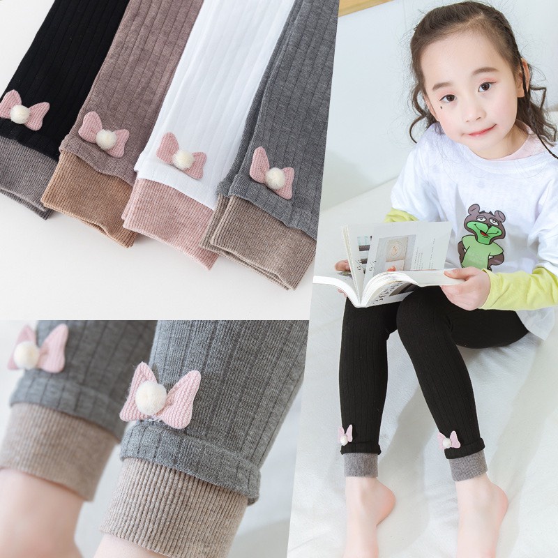 Quần tất, legging len dày Nơ cực xinh cao cấp phong cách Hàn QUốc cho bé gái từ 1 - 9 tuổi