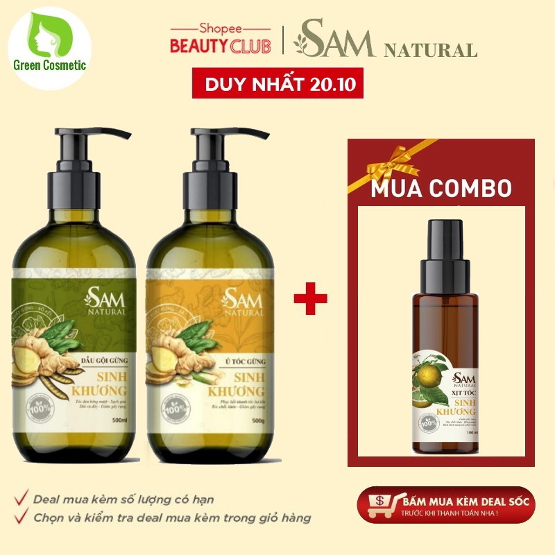 Dầu Gội Sinh Khương Chiết Xuất Thiên Nhiên Kích Thích Mọc Tóc Và Trị Rụng Tóc Sam Natural (500ml)