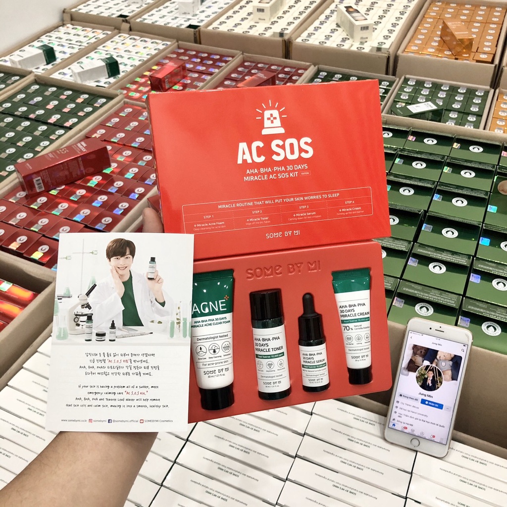 {XẢ KHO SỈ} Bộ Kit 4 Món Dành Cho Da Dầu Mụn Some By Mi AHA - BHA - PHA 30 Days Miracle AC SOS Kit