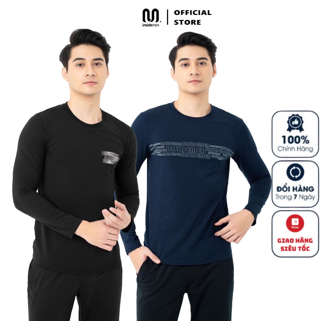 Áo Thu Đông Nam Thun Dài Tay Cao Cấp Aristino Insidemen ILT005W1 Chất Cotton Dáng Slim fit Cổ Tròn Tay Và Gấu Áo Suông