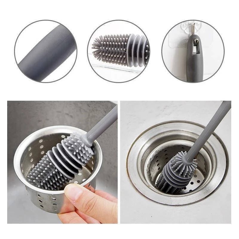 Bàn Chải Silicone Cán Dài Vệ Sinh Ly Cốc Tiện Dụng