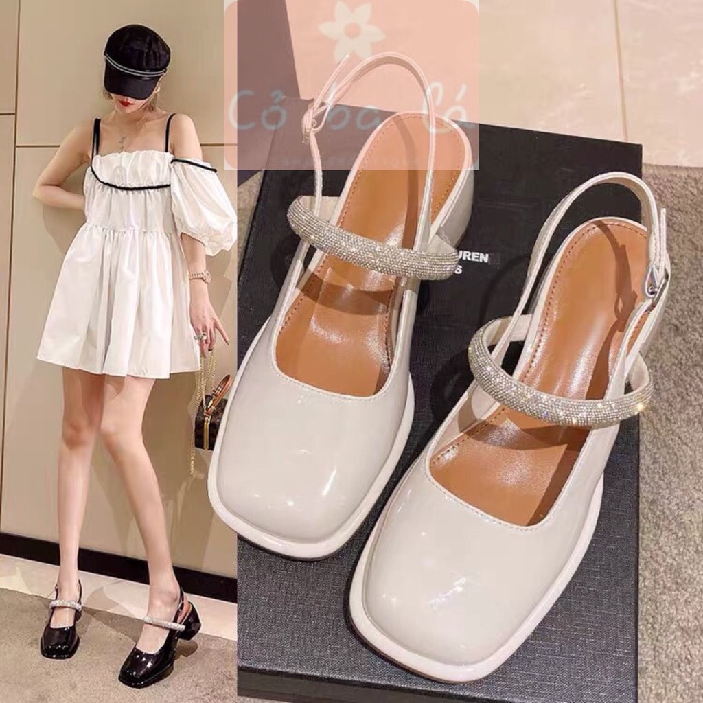 GIÀY THỜI TRANG COBALA SHOES - SANDAL NỮ BÍT MŨI TRÒN QUAI NGANG HỞ HẬU DÂY THUN ĐẾ VUÔNG - G22090600