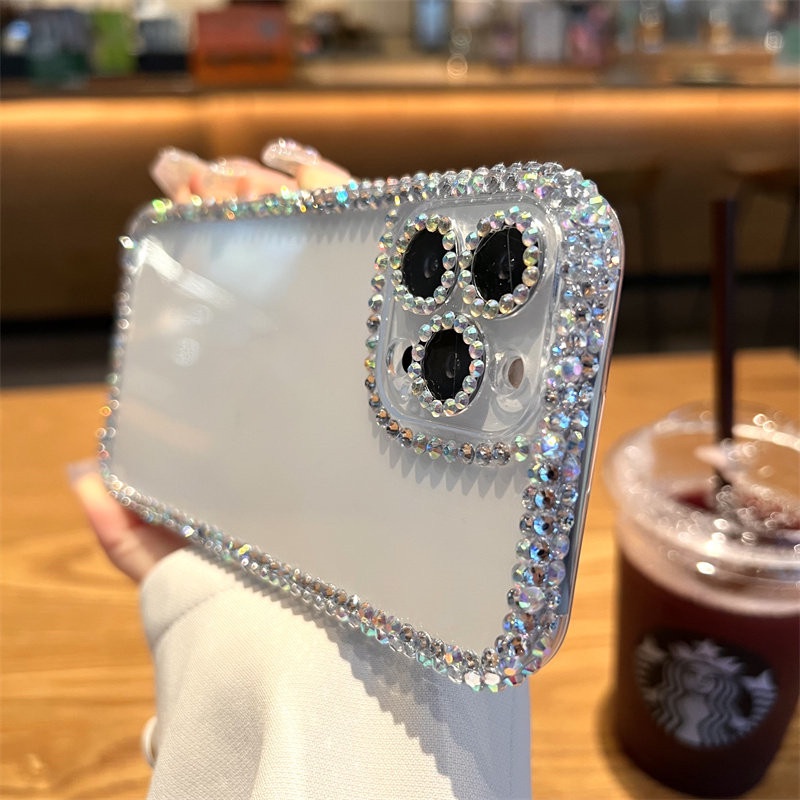Ốp Điện Thoại Mềm Trong Suốt Đính Đá Lấp Lánh Sang Trọng Cho iPhone 14 13 12 11 Pro Max MiNi X XS XR 7 8 Plus