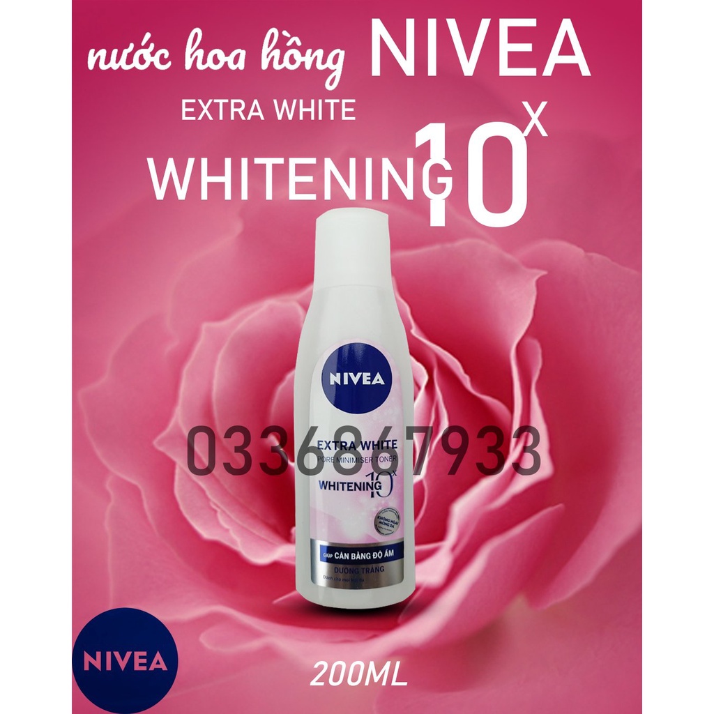 Nước hoa hồng Nivea giúp dưỡng trắng da & se khít lỗ chân lông (200ml)