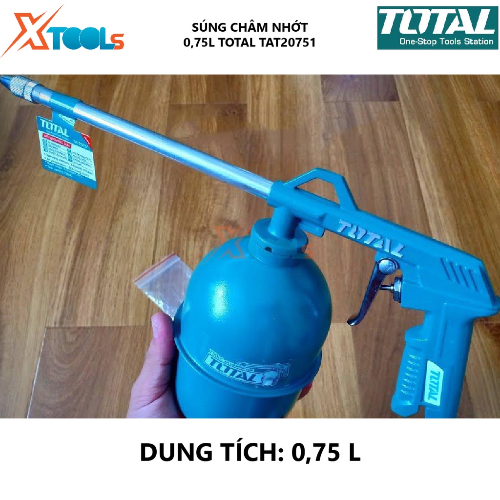 Súng xịt thổi khí TOTAL TAT20751 súng châm nhớt 3-4bar (43.5-58 psi), 180l/phút (6.3cfm), Chiều dài vòi 215mm(8-1/2&quot;″)