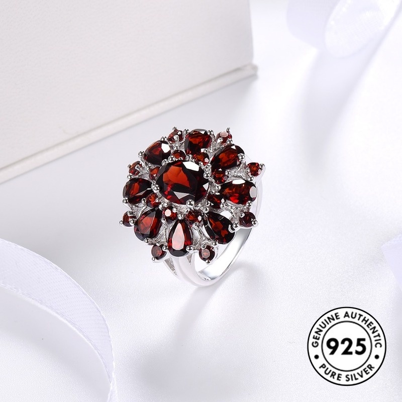 Nhẫn bạc S925 đính đá ruby thời trang cá tính